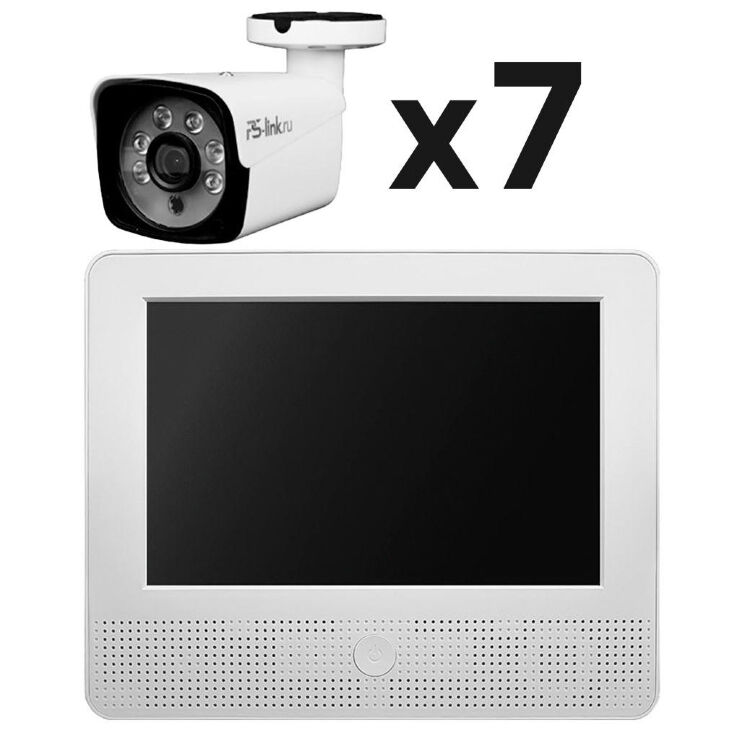 Комплект видеонаблюдения AHD 2Мп KIT-C9207HD 7 камер для улицы, регистратор с монитором